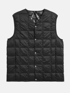 Taion V-Neck Button Down Vest Black