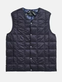 Taion V-Neck Button Down Vest Navy