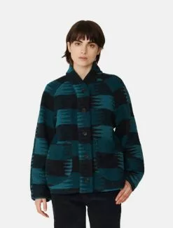 Negozio online UOMO Italia -Negozio online UOMO Italia YMC Erkin Zig Zag Wool Jacket Blue model front 670x882 1